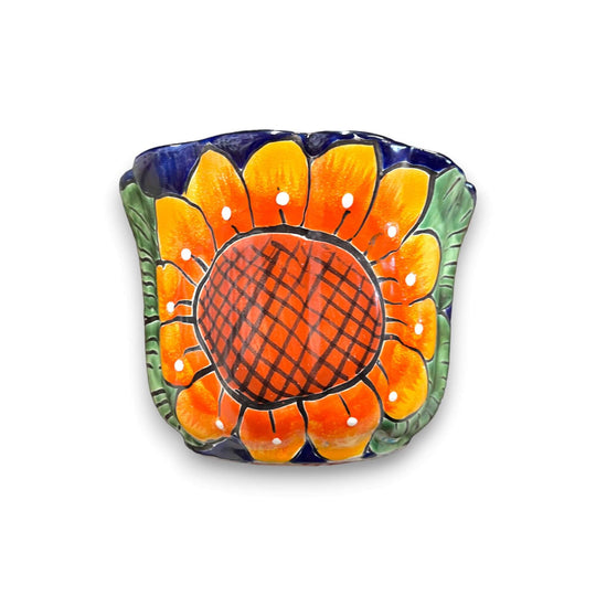 Vibrant Talavera Planter | Hand-Painted Mexican Calla Lily Ceramic Pottery - colorful hand-painted sunflower motif planter from Guanajuato, lead-free glaze