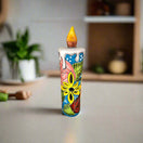 Talavera Candle Figurine | Hand-Painted Decorative Mexican Ceramic Art - hand-painted Talavera ceramic candle sculpture with floral motif