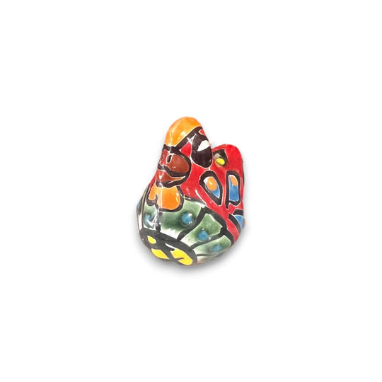 Set of 2 Hand-Painted Talavera Chicken Figurines | Mexican Ceramic Chickens - vibrant hand-painted Mexican Talavera chicken figurine, kiln-fired lead-free glaze