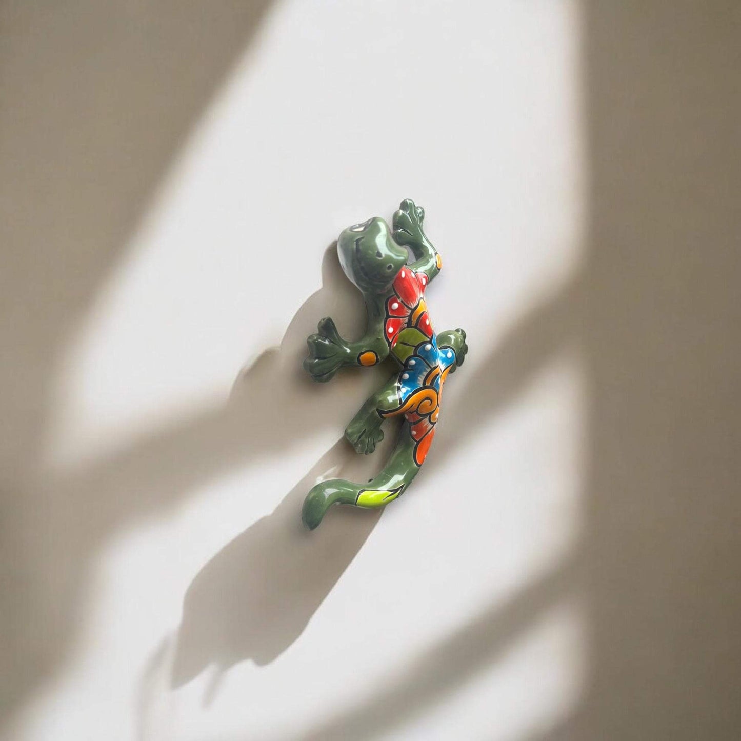 Talavera Lizard Figurine | Hand-Painted Mexican Ceramic Sculpture — vibrant hand-painted Talavera ceramic lizard with floral and geometric patterns