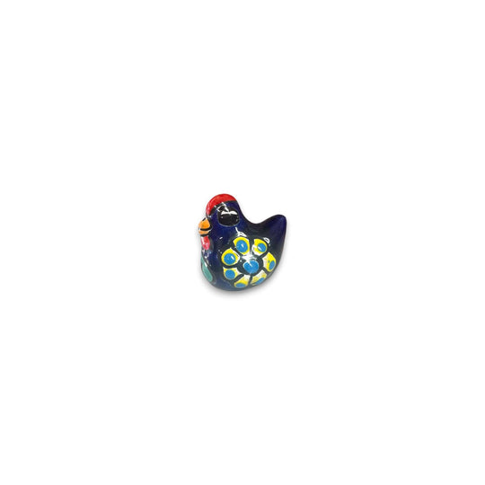 Set of 2 Hand-Painted Talavera Chicken Figurines | Mexican Ceramic Chickens - single hand-painted Talavera chicken figurine, vibrant folk art