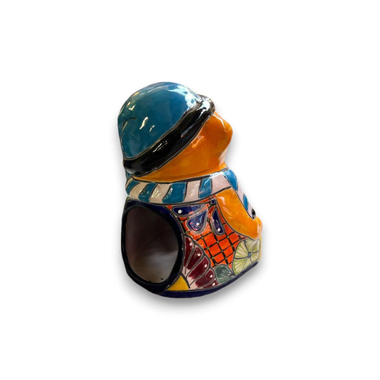 Hand-Painted Talavera Teddy Bear Statue | Festive Christmas Decor (Medium Size) - hand-painted colorful Mexican ceramic bear ornament