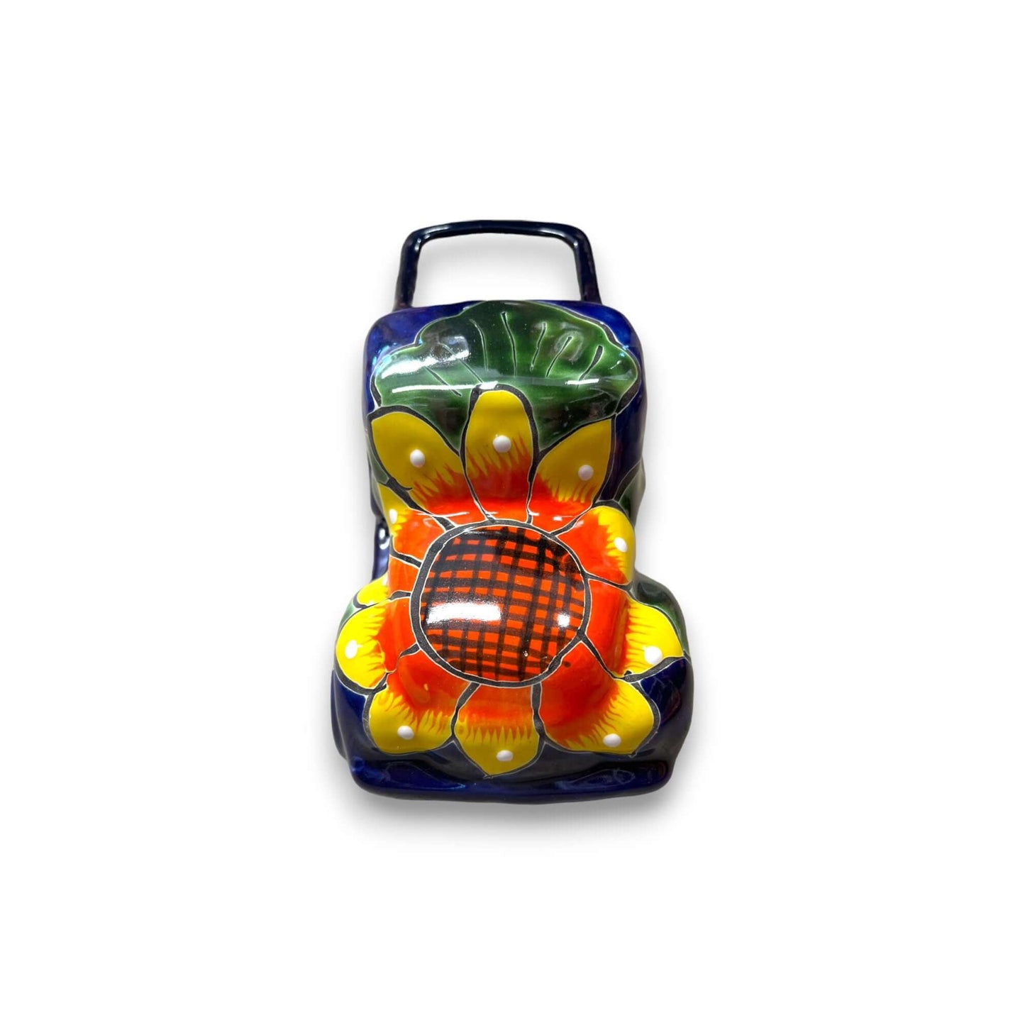 Hand-Painted Talavera Car Planter | Colorful Ceramic Car Statue (Small) - bright hand-painted floral ceramic car planter from Guanajuato, Mexico