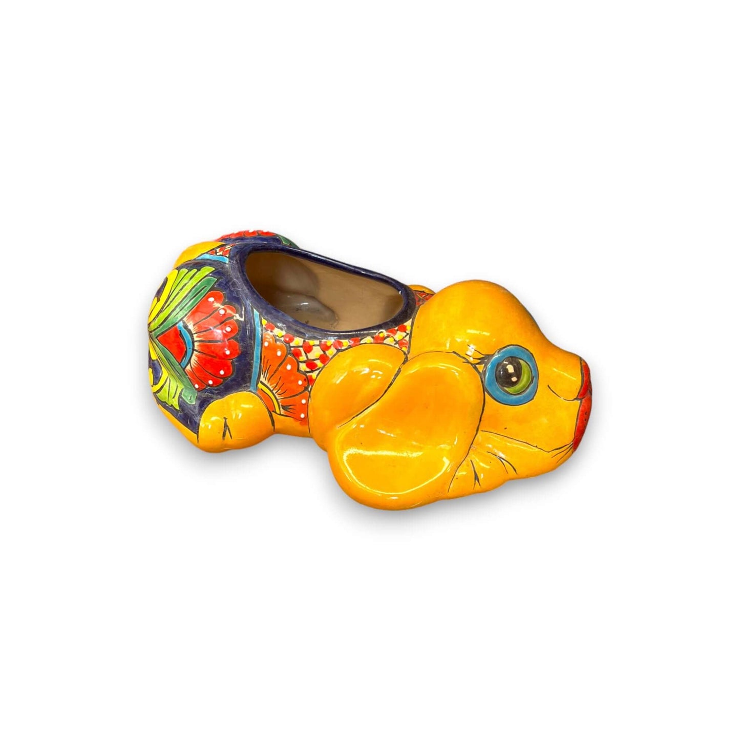 Talavera Dog Planter | Hand-Painted Mexican Pottery Decor - colorful hand-painted resting pup ceramic planter