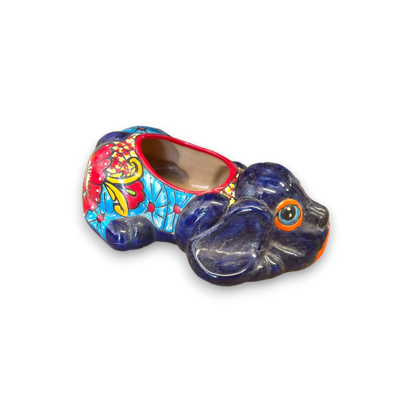 Talavera Dog Planter | Hand-Painted Mexican Pottery Decor - colorful hand-painted resting pup ceramic planter