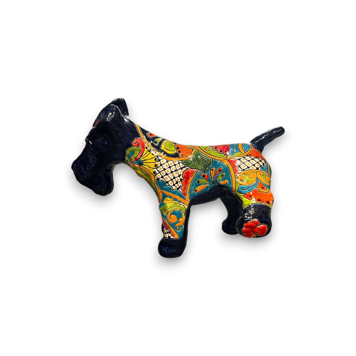Vibrant Talavera Dog Sculpture | Colorful Hand-Painted Large Mexican Art Piece - hand-painted Talavera ceramic dog from Guanajuato