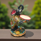 Talavera Elephant Planter | Hand-Painted Ceramic Art - colorful raised-trunk elephant succulent planter with drainage hole, hand-painted Talavera motifs