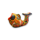 Talavera Fish Planter | Hand-Painted Mexican Ceramic Decor - vibrant hand-painted orange floral fish-shaped ceramic planter