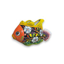 Talavera Fish Planter | Hand-Painted Colorful Mexican Pottery - vibrant hand-painted fish-shaped ceramic planter with yellow, orange and floral design