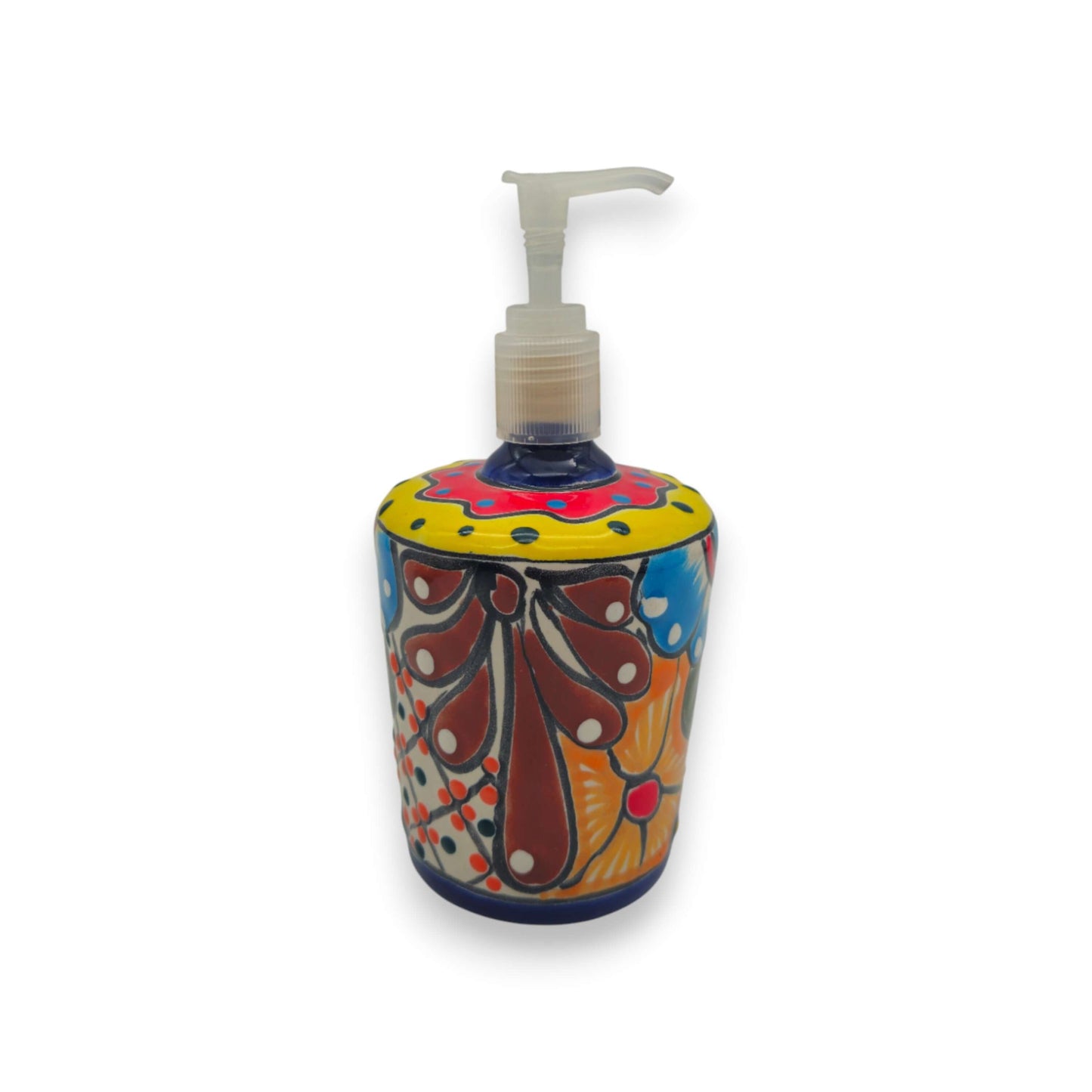 Talavera Floral Soap Pump | Hand-Painted Mexican Ceramic hand-painted colorful floral ceramic soap dispenser