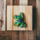 Colorful Talavera Frog Figurine | Hand-Painted Mexican Wall Art - hand-painted red & turquoise Talavera frog wall decor