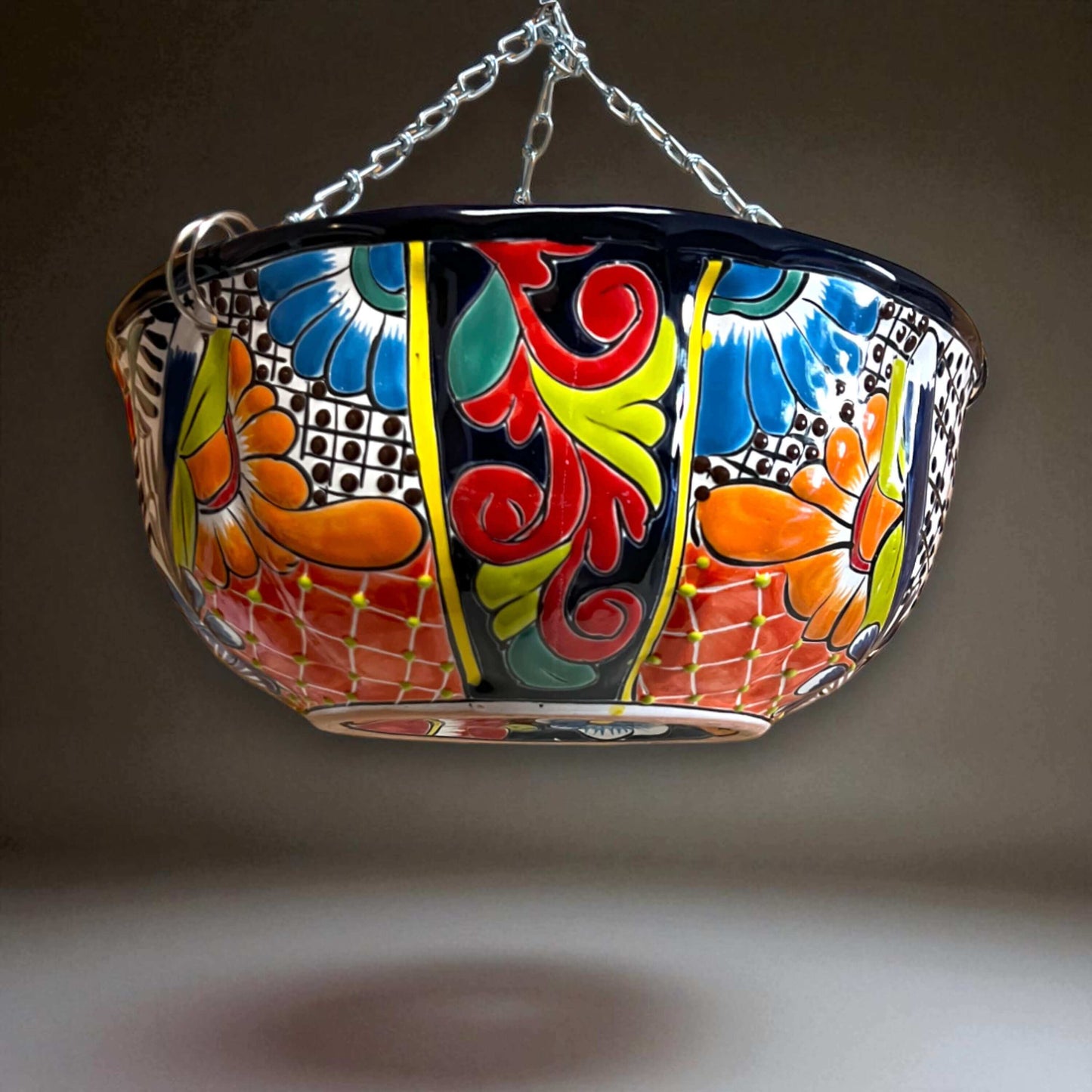 Talavera Hanging Planter | Colorful Hand-Painted Mexican Flower Pot - vibrant hand-painted Talavera hanging planter with floral patterns