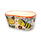 Talavera Honey Bee Pot | Hand-Painted Flower Planter - hand-painted Talavera ceramic bee planter, medium flower pot from Guanajuato, lead-free glaze
