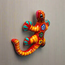 Hand-Painted Talavera Lizard Figurine | Colorful Mexican Wall Decor - vibrant hand-painted Talavera lizard in pink yellow turquoise purple orange