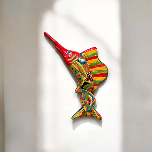 Hand-Painted Talavera Marlin Wall Art | Colorful Sailfish Mexican Decor (Large) - vibrant handcrafted multicolor ceramic sailfish from Guanajuato Mexico