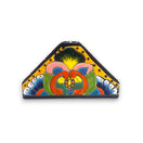 Talavera Napkin Holder | Hand-Painted Mexican Ceramic Decor - triangular hand-painted Talavera with vivid floral motifs and cobalt blue rim