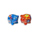Set of 2 Pig Salt and Pepper Shakers | Hand-Painted Mexican Pottery - hand-painted blue and red floral Talavera pig shakers