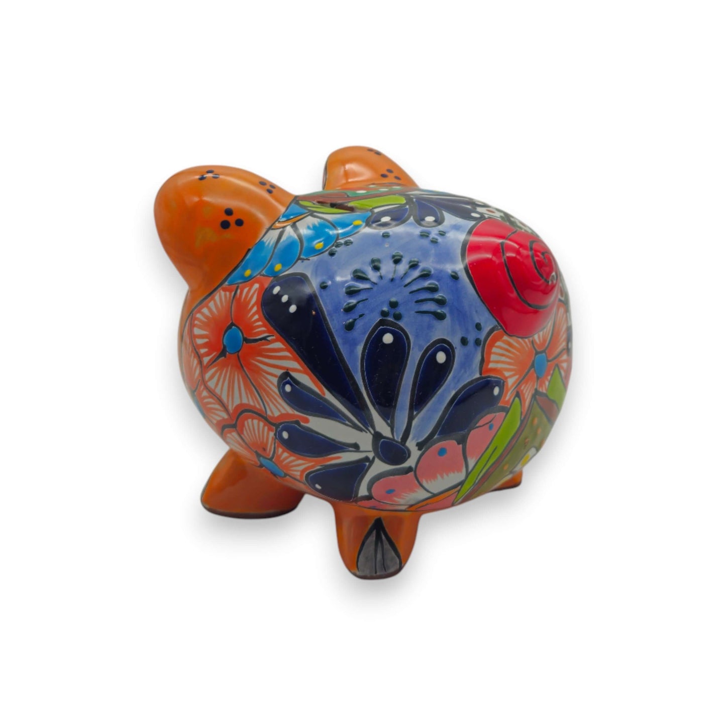 Hand-Painted Talavera Piggy Bank | Mexican Folk Art Design - vibrant hand-painted floral geometric patterns, kiln-fired lead-free glaze, Guanajuato craft