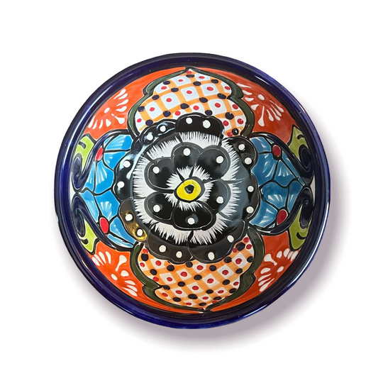 Talavera Dinnerware Set | 43-Piece Floral Tableware for 8 - hand-painted 5.5" salsa bowl with colorful floral Talavera design