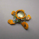 Hand-Painted Talavera Sea Turtle | Mini Vibrant Planter - hand-painted orange Talavera turtle planter for succulents, handcrafted in Guanajuato, Mexico