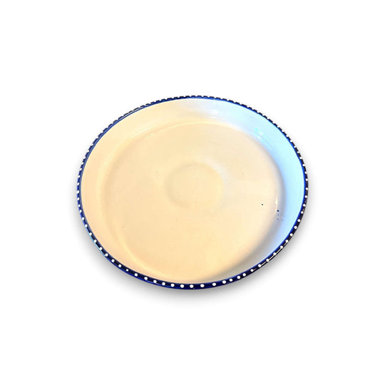 Talavera Sectional Appetizer Tray | Mexican Hand-Painted Pottery - white round section, blue dotted rim, handcrafted Talavera plate