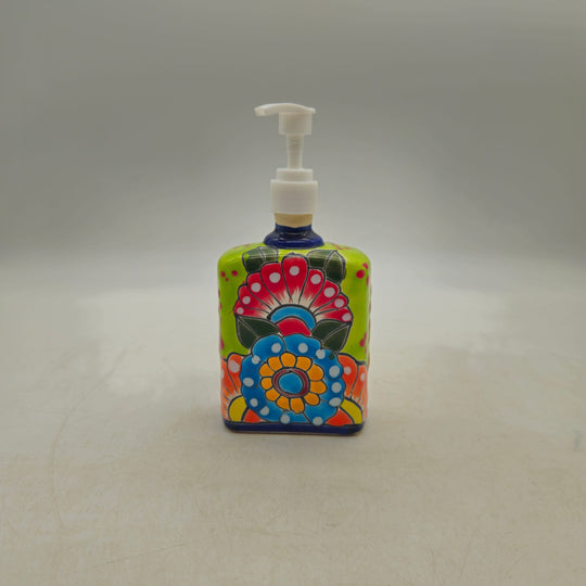 Hand-Painted Talavera Soap Pump — TGH-6268; actual product against its original background.