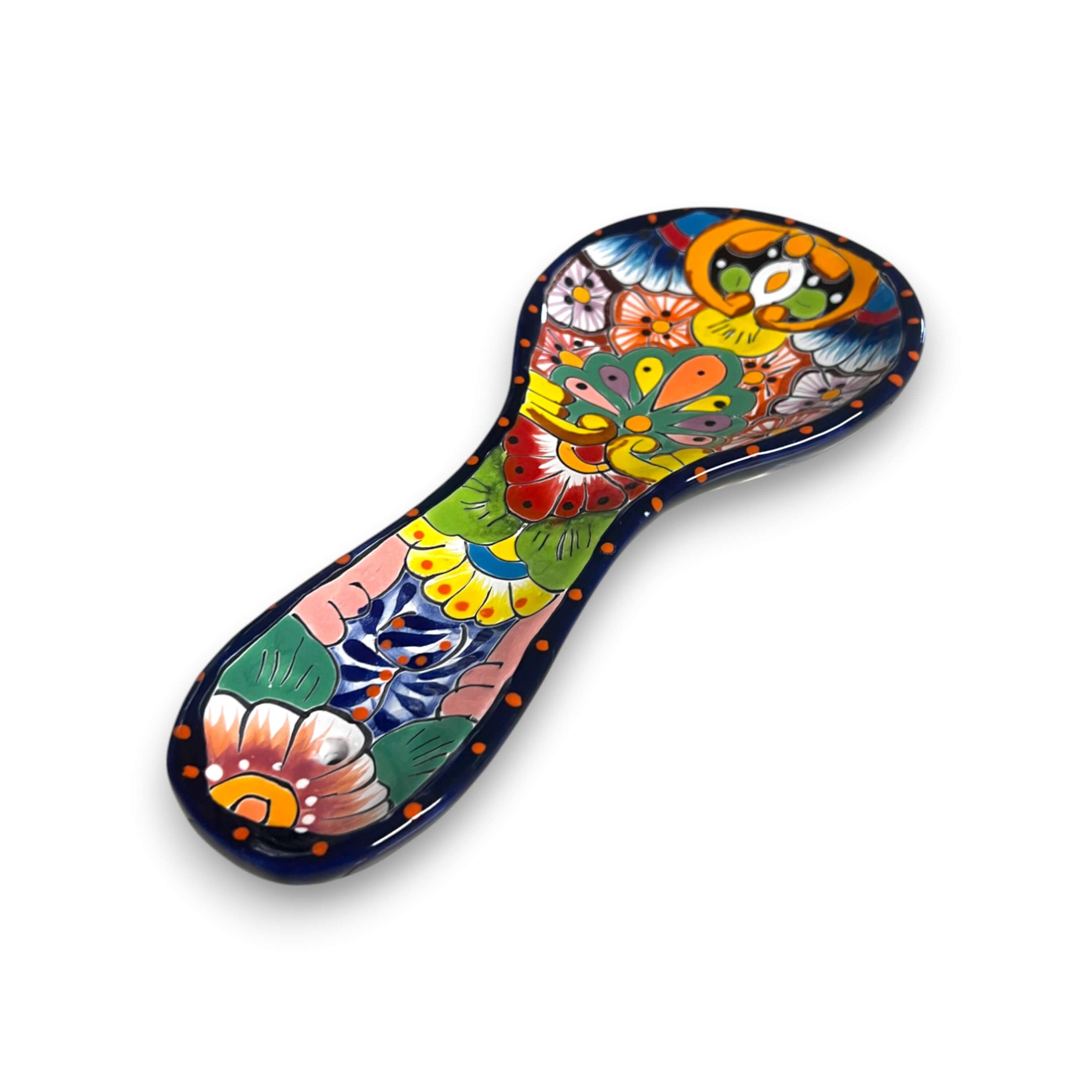 Hand-Painted Talavera Spoon Rest – Colorful Mexican Pottery