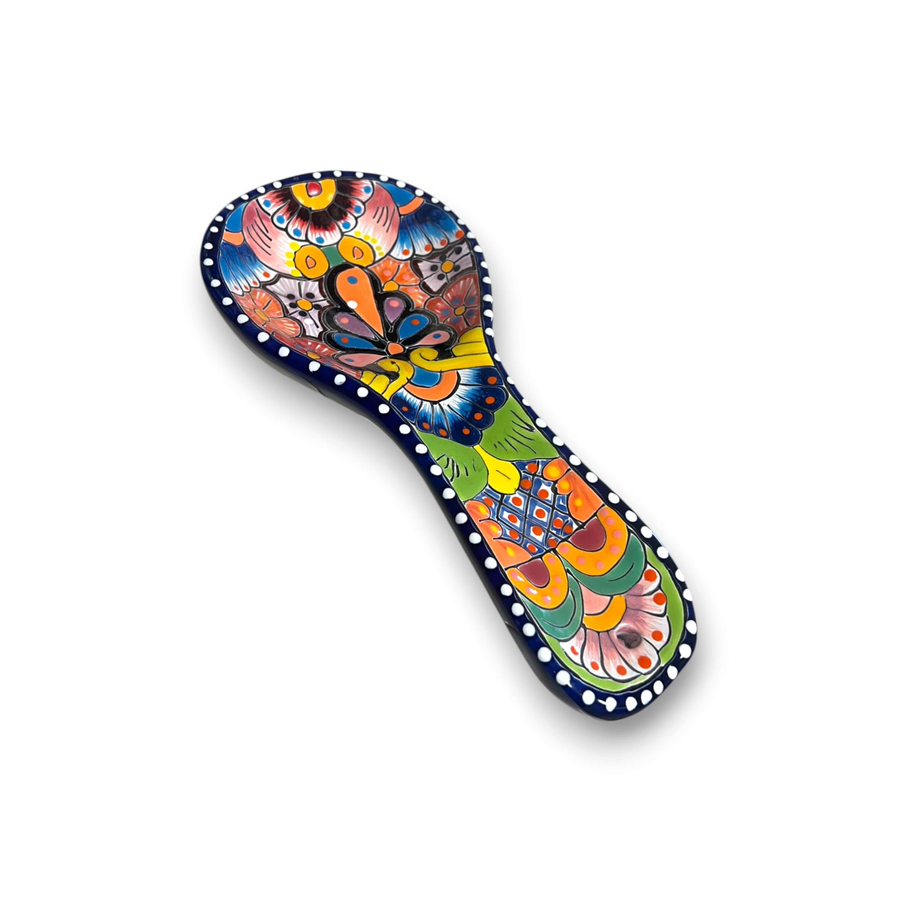 Hand-Painted Talavera Spoon Rest – Colorful Mexican Pottery