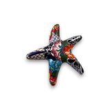 Talavera Starfish Decor | Hand-Painted Mexican Wall Art - hand-painted Talavera ceramic starfish with bold blue red orange floral patterns