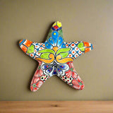 Talavera Starfish Decor | Hand-Painted Mexican Wall Art — colorful hand-painted Talavera ceramic starfish with floral and geometric patterns