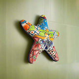 Talavera Starfish Decor | Hand-Painted Mexican Wall Art - colorful hand-painted Talavera ceramic starfish with floral geometric patterns