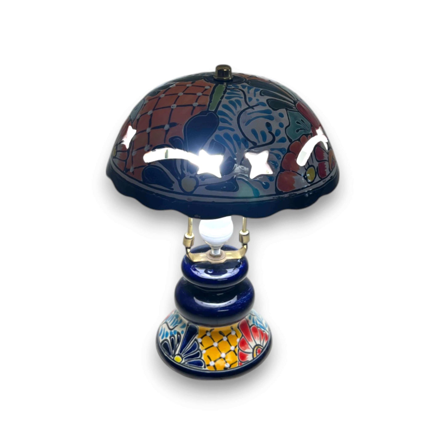 Talavera Table Lamp | Colorful Hand-Painted Mexican Ceramic Light - hand-painted Talavera ceramic table lamp with floral and geometric patterns