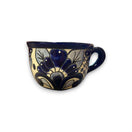 Talavera Tea Cup Planter | Hand-Painted Mexican Ceramic Pot - hand-painted blue floral Talavera cup planter, lead-free glazed from Guanajuato, Mexico