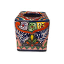 Talavera Tissue Box Cover | Colorful Hand-Painted Bathroom Decor – hand-painted Mexican ceramic tissue box with floral Talavera design