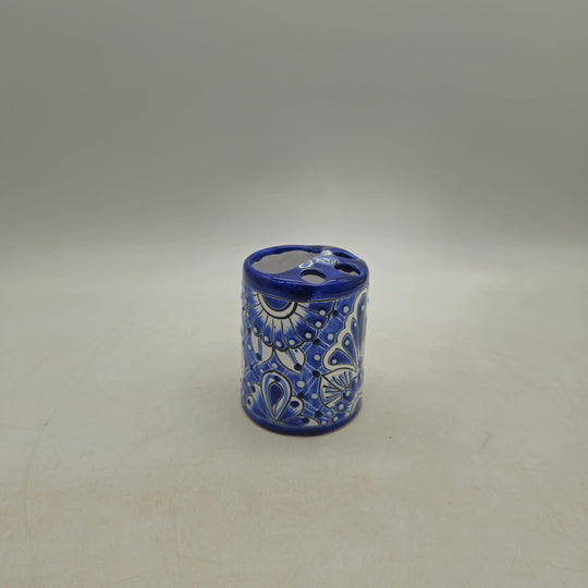 Hand-Painted Talavera Toothbrush Holder — TGH-4775; actual product against its original background.