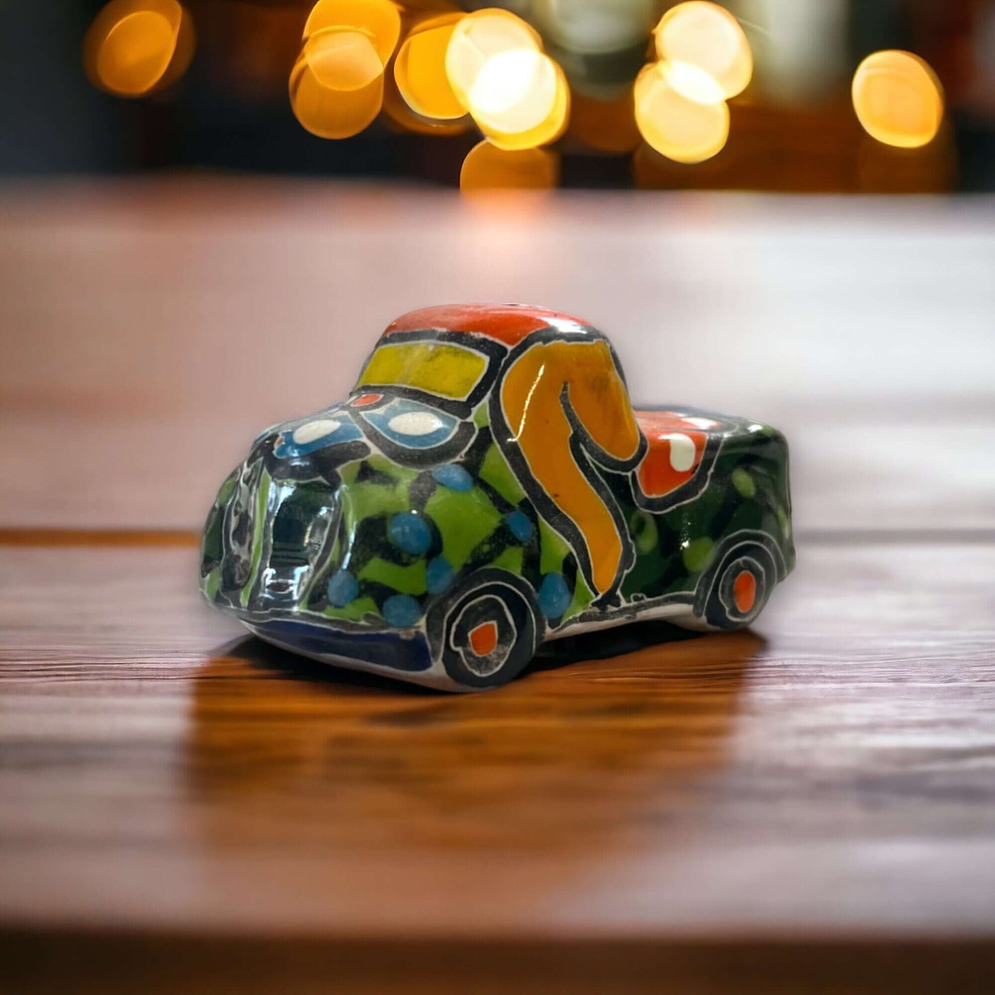 Hand-painted Talavera Truck Figurine | Mexican Artisanal Whimsy (Small) hand-painted colorful ceramic truck, Guanajuato artisan kiln-fired glaze