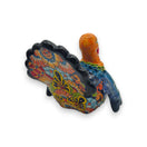 Colorful Talavera Turkey Figurine | Hand-Painted Mexican Folk Art - hand-painted Talavera turkey with vibrant orange, blue, green floral patterns