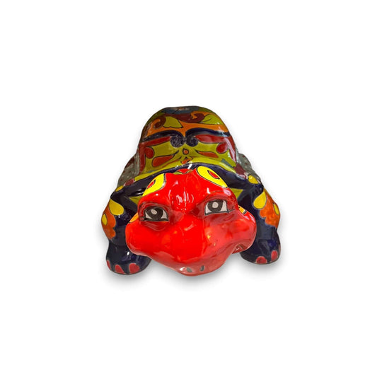 Talavera Tortoise Sculpture | Hand-Painted Mexican Ceramic Art - vibrant hand-painted Talavera turtle statue from Guanajuato, lead-free glaze