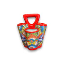 Talavera Utensil Holder | Hand-Painted Mexican Kitchen Organizer - colorful three-compartment hand-painted Talavera ceramic organizer with handle