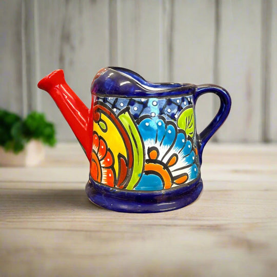 Talavera Watering Can Planter | Hand-Painted Mexican Pottery - colorful hand-painted ceramic watering-can planter