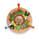 Hand-Painted Terracotta Talavera Bird Bath | Desert Garden Art - hand-painted terracotta bird bath with cactus motif and perched rim, Guanajuato craftsmanship