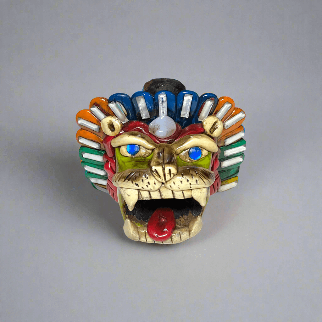 Aztec Death Whistle | Handcrafted Mexican Cultural Instrument - colorful handcrafted fierce creature head whistle from Guanajuato, Mexico