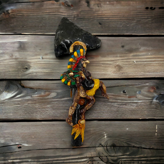 Handcrafted Aztec Warrior Axe | Cultural Wall Art (Medium Size)