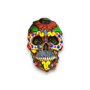 Handcrafted Aztec Warrior Skull Statue | Cultural Art - colorful handcrafted Mexican warrior skull statue with floral and jewel details