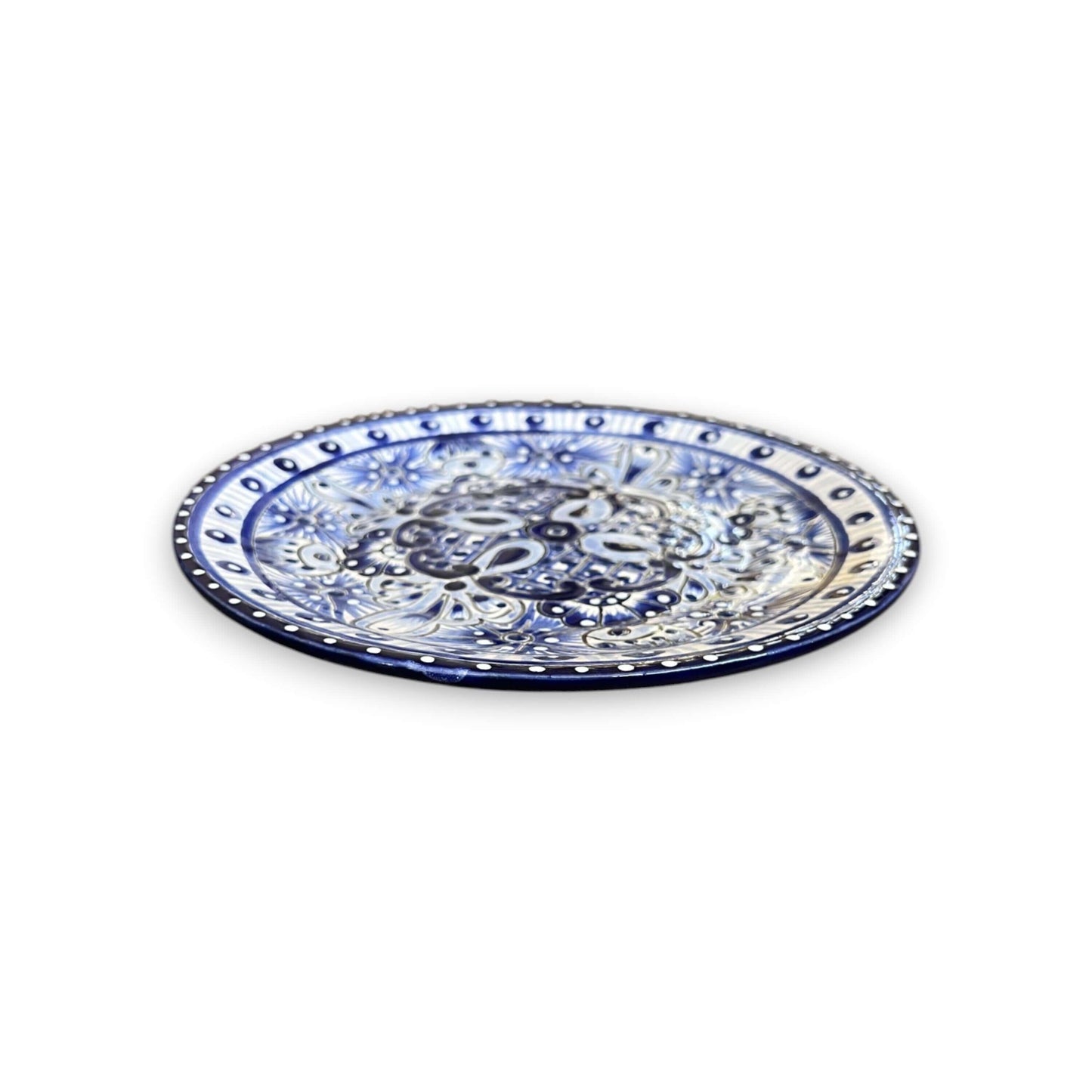 30-Piece Talavera Dinnerware Set | Blue & White Tableware for 6 - handcrafted blue and white Talavera dinner plate hand-painted in Guanajuato, Mexico