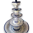 Handcrafted Talavera Fountain | Vibrant Mexican Artwork (4ft Height) - blue white hand-painted 4-tier Mexican Talavera ceramic fountain