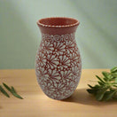 Handcrafted Talavera Vase | Brown & White Relief Pottery - handmade Guanajuato floral relief, lead-free glaze, rustic elegant decor