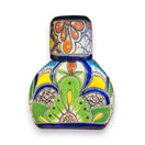 Colorful Talavera Bedside Carafe Set | Handcrafted Mexican Art - hand-painted floral multicolor ceramic bedside water carafe