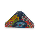Colorful Talavera Napkin Holder | Mexican Ceramic Table Decor handcrafted triangular napkin holder with bright hand-painted floral and geometric motifs