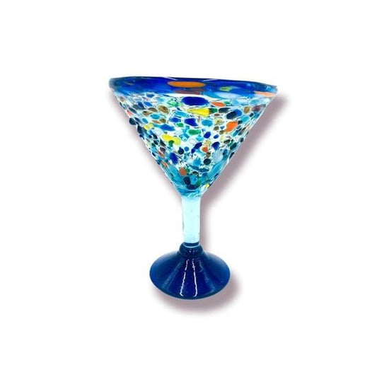 Handcrafted Confetti Rock Martini Glasses | Mexican Fiesta Inspired